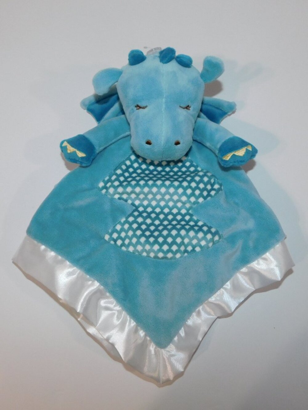 NEW Douglas Dimitri Dragon Lil Snuggler Security Blanket Blue White Baby lovey